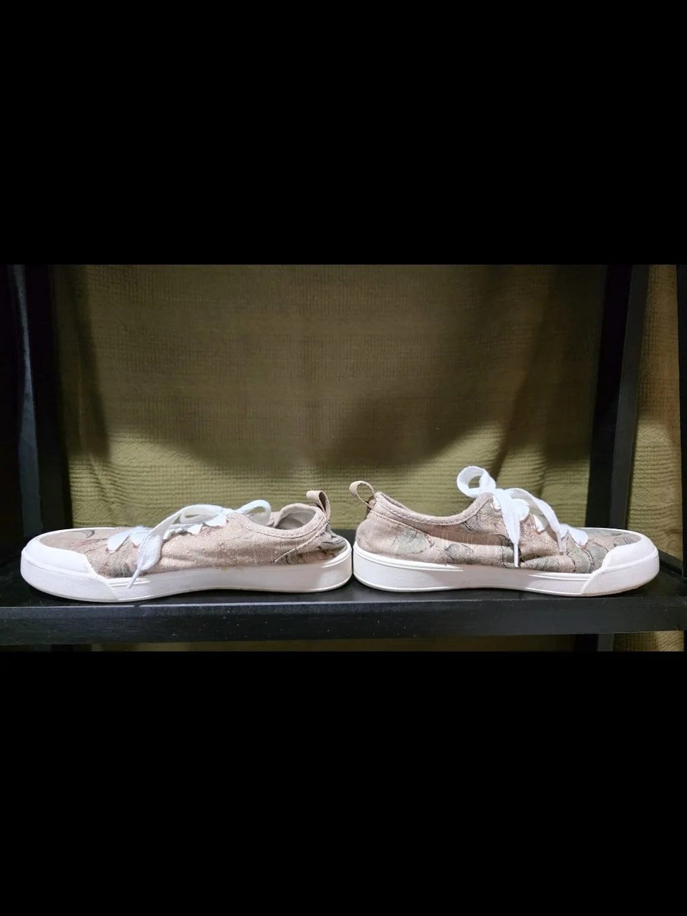 Roxy Beige Floral Canvas Sneakers with White Laces